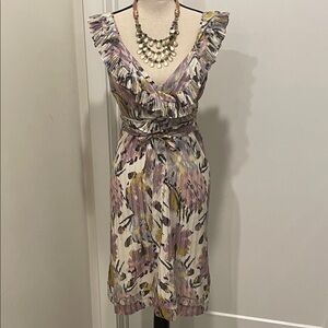 BCBGMaxAzria Multicolor Ruffle Midi Dress